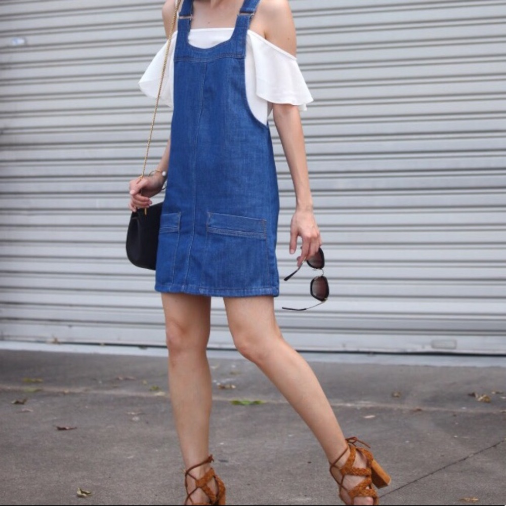 Topshop Moto Denim Overall Dress
